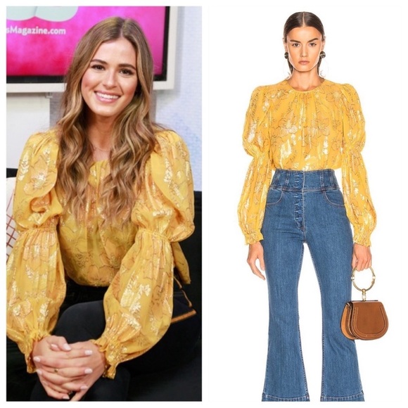 Ulla Johnson Aster Blouse Gold Floral Metallic - Picture 1 of 9